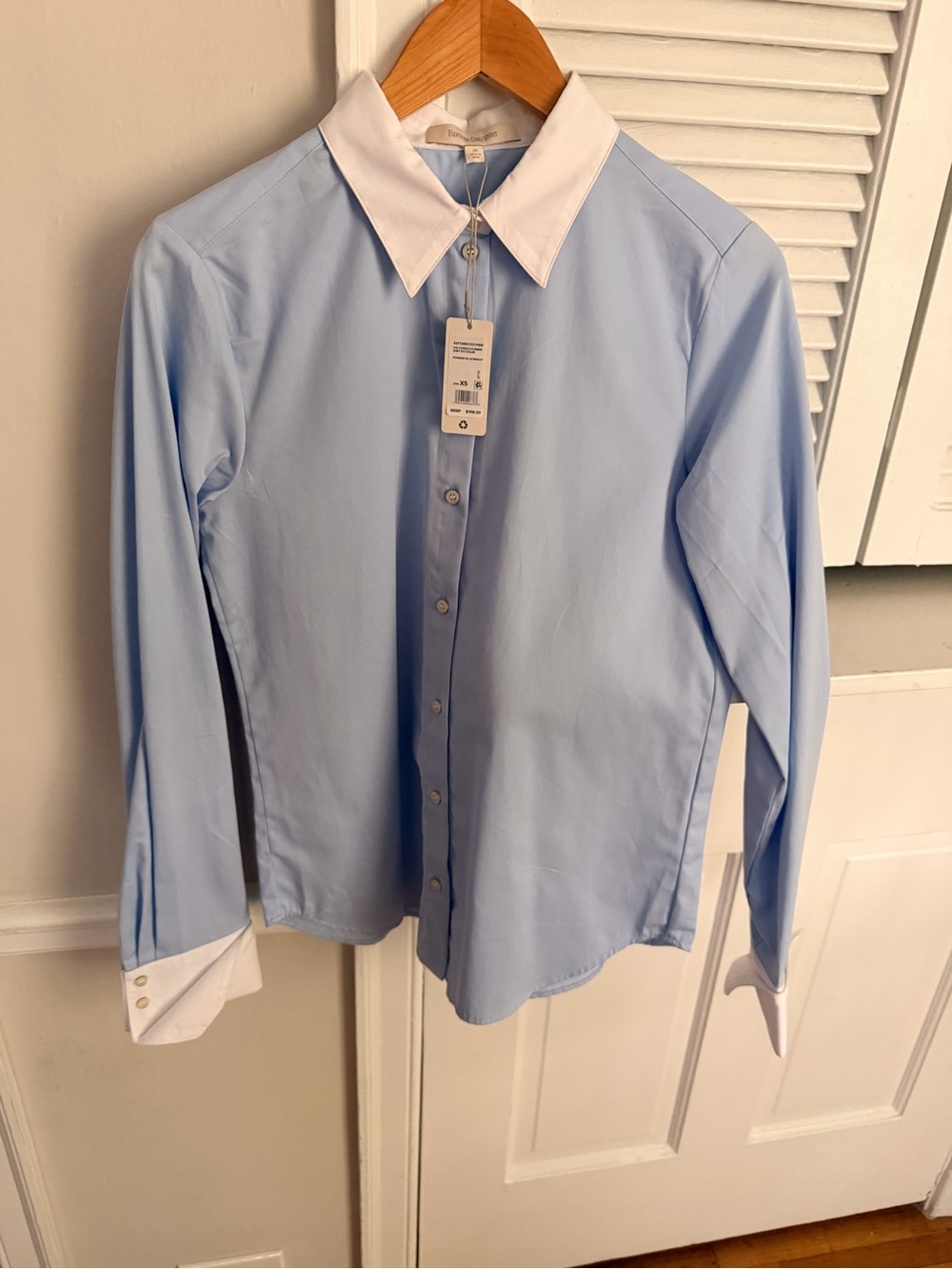 Classic Light Blue Contrast Collar Women’s Shirt